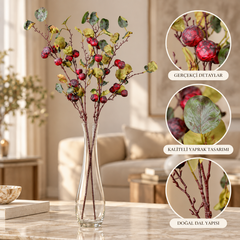 Yapay Yeni Dünya Dalı 95 cm Kırmızı